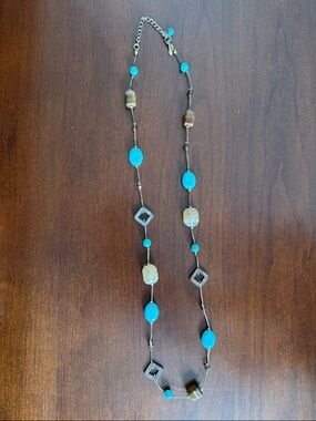 Premier Designs Faux Turquoise Tiger's Eye Beaded Necklace